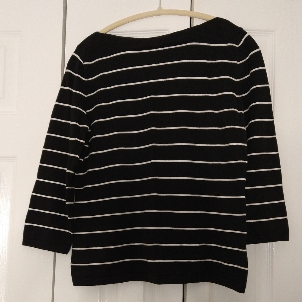 Lauren by Ralph Lauren Black & White Striped Sweater